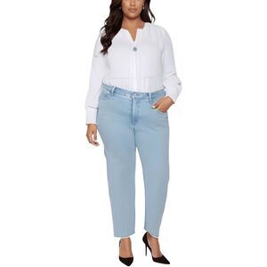 NYDJ Womens Teresa Blue Frayed Hem Denim Ankle Jeans Plus NWT